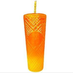 NWT 2022 STARBUCKS MANGO OMBRÉ DIAMOND COLD CUP VENTI 24 OZ NEW